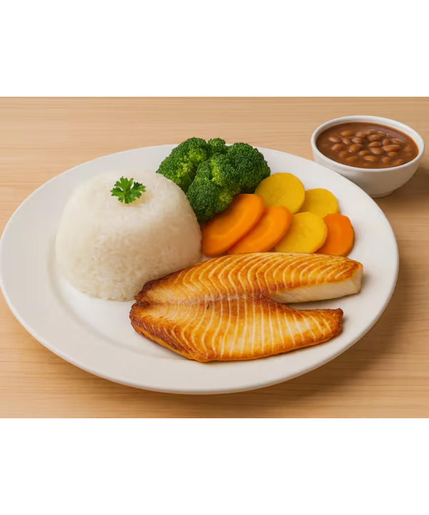 Marmitex com Filé de Tilápia na Frigideira